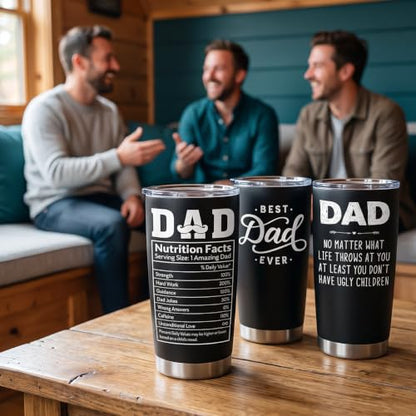 SANDJEST Dad Stainless Steel Curved Tumbler 20oz Coffee Travel Mug for Dad from Daughters or Sons - color: Dad 1