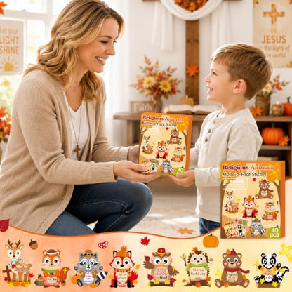 CY2SIDE Fall Religious Animal Face Sticker - 40PCS DIY Autumn Sticker Game - style: Religious Animal
