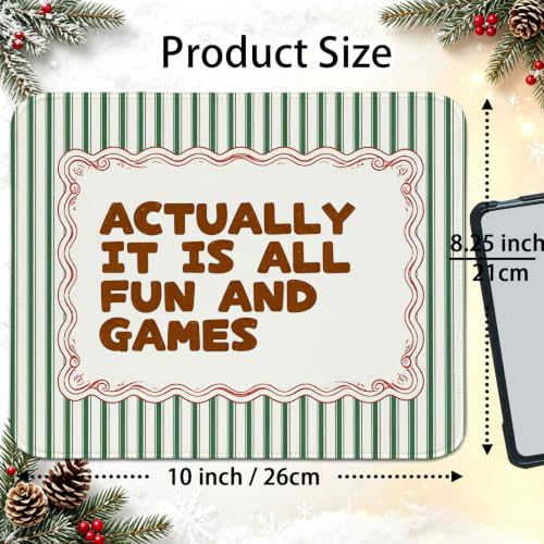 UTELKA Actually It is All Fun and Games Mouse Pad, Green Red Mousepad - color: Actually It Is All Fun And Games, size: 10.2L x 8.2W inches