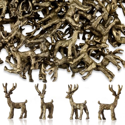 Civaner 50 Pcs Mini Brass Reindeer, Tiny Deer Figurines for Christmas Decor - style: Reindeer