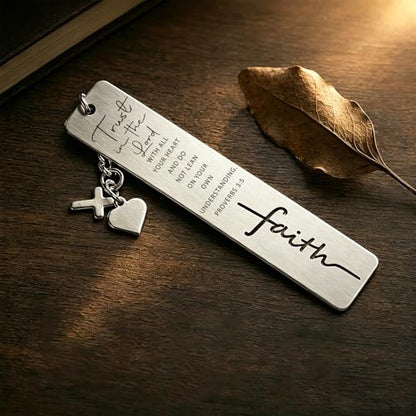 Christian Trust Bookmark, Inspirational Faith Gift with Proverbs 3:5 Scripture, Spiritual Reading Accessory for Religious Book Lovers & Spiritual Readers, Faith13