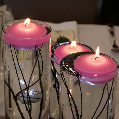 Pink Floating Candles 3 inch 12 Pack - color: Pink, size: D：3 in