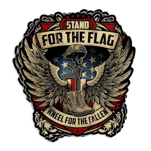 (3Pcs - 2") Stand for The Flag Kneel for The Fallen Stickers, Patriotic Battlefield Cross Veterans Day USA Flag Waterproof Vinyl Decal for Laptop Water Bottle Sticker Gifts for Him Men Father 2 Inches - size: 2 Inches