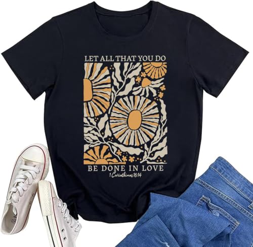 Christian Bible Verse T Shirts for Women - color: Black5, size: X-Large