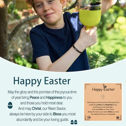 Confirmation First Communion Baptism Gifts for Boys, Cross Bracelet for Son GrandSon Nephew Brother Christian Religious Jewelry Gifts - style: Easter Bracelet