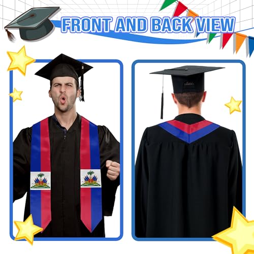 Graduation Flag Stole Sash Scarf Day Gifts - color: Haitian Flag