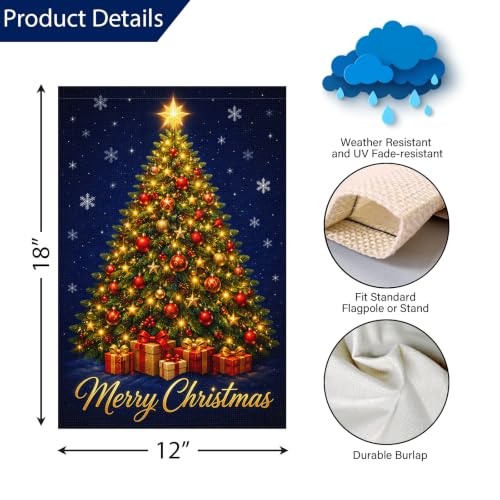 Louise Maelys Merry Christmas Tree Garden Yard Flag 12x18 Inch Small - color: Multi-7