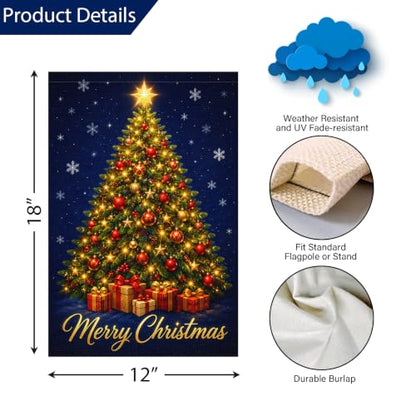 Louise Maelys Merry Christmas Tree Garden Yard Flag 12x18 Inch Small - color: Multi-7
