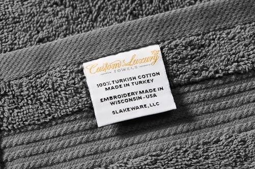 Grey Hand Towels for Bathroom - Monogrammed | Luxury Cotton Turkish Towels | Embroidered in USA | Set of 2 | Choose Set Color and Letter | A - Z | Script Font - color: Grey
