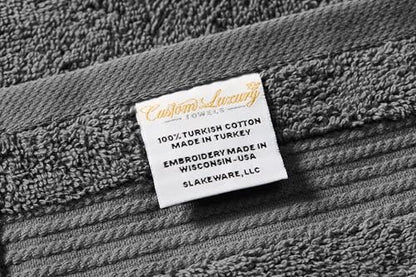 Grey Hand Towels for Bathroom - Monogrammed | Luxury Cotton Turkish Towels | Embroidered in USA | Set of 2 | Choose Set Color and Letter | A - Z | Script Font - color: Grey