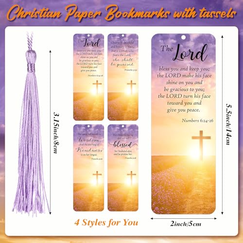 Chiisong 50 Sets Christian Bookmark for Women Bulk Religious Bible Verse Gift for Godmothers Day Christian Gift Inspirational Scripture Bookmarks with Tassel for Women Church Mom Mother