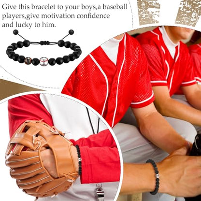 12 Set Sport Adjustable Bracelets Gift - color: Black, size: Baseball
