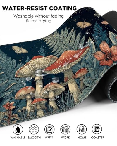 Mouse Pad, Desk Mat, 31.5x11.8in Large Mousepad, Mushroom - color: Mushroom
