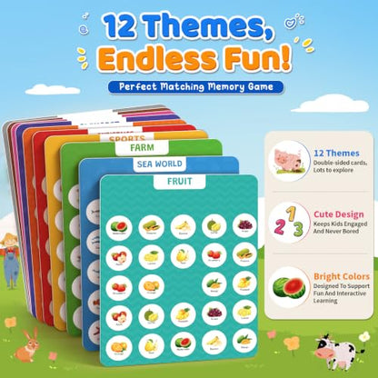 Matching Memory Game for Kids, Travel Toys Games Activities for 3 4 5 6 7 8 - color: Blue
