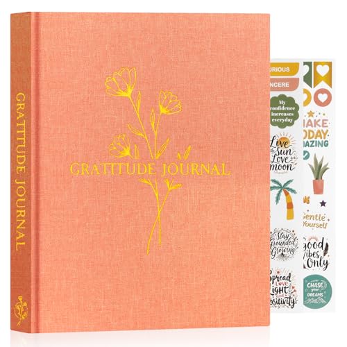 Lanpn Daily Gratitude Journal for Woman Men, The 5 Minute Gratitude Diary with Prompts, Linen Mindfulness Affirmation Positivity Planner, 156 Page Better Every Day Reflection Guided Notebook - color: Brick Red