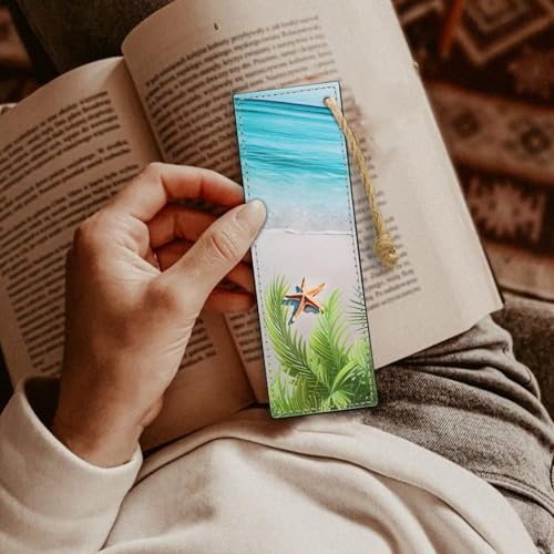 Beach Starfish Bookmarks for Men Boy, Cool Bookmarks Book Marks for Book Lovers Adults Kids Set of 2 - color: Beach Starfish-1