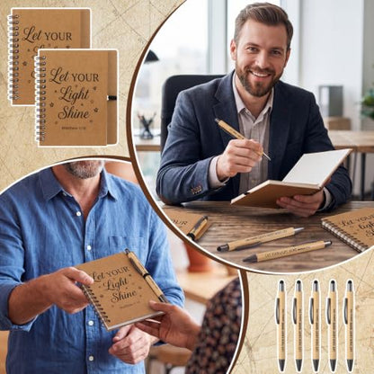 Epakh 10 Pcs Christian Prayer Journal Spiral Notebooks Bulk with Pens Bulk Let Your Light So Shine Notebook Religious Matthew 5: 16 Journal Gifts for Women Men Church Members Bible Study Groups