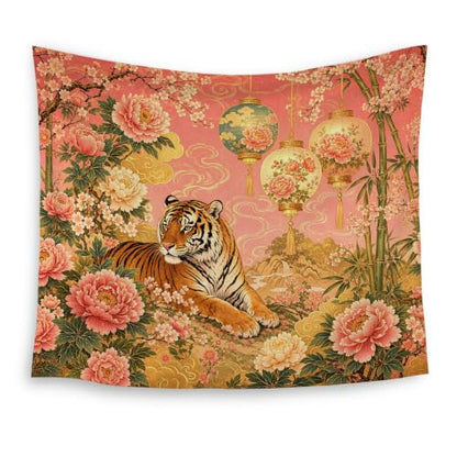 HUGANE Pink Chinoiserie Tiger Tapestry Wall Decor 50x60 Inch - color: Colour-07
