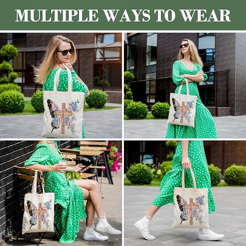 Christian Gifts Canvas Tote Bag Aesthetic for Women - style: Butterfly Flower