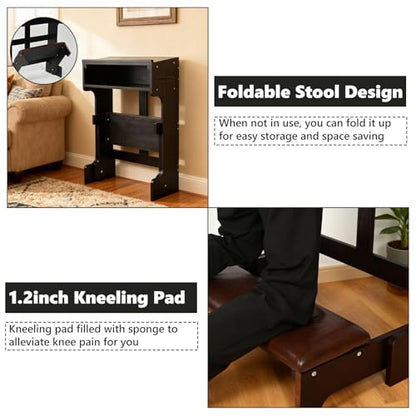 lukar Folding Prayer Kneeler, Wood Kneelers for Praying with Storage Drawer