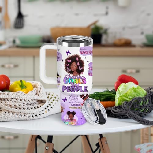 Christian Gifts for Women 40oz Tumbler - Insulated Travel Mug with Handle (Black Girl1, 40 Ounces) - color: Black Girl1