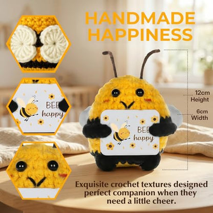 MUJUZE Bee Gifts for Women, 16 oz Tumbler & Crochet Bee Gift Set - color: Bee Happy Cup Set