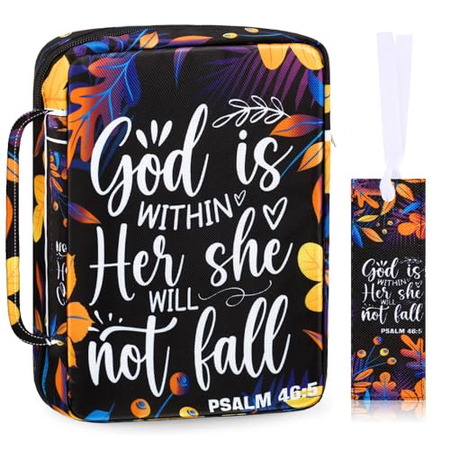 Laumoi Bible Cover Case for Women 10'' Bible Holder Case Large Religious Carrying Bag for Women Study Christian Book Gift (Leaves Style) - style: Leaves Style
