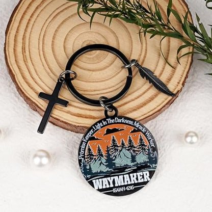 Inspirational Christian Keychains Gifts for Men - Religious Keyrings for Teenage Boys, Cross Bible Verse Baptism Key Chain