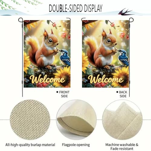 Spring Summer Welcome Garden Flag 12x18 Double Sided Burlap - color: Spring-12 x 18"