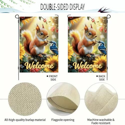 Spring Summer Welcome Garden Flag 12x18 Double Sided Burlap - color: Spring-12 x 18"