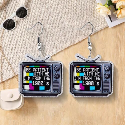 Christian Statement Earrings for Women, Acrylic Dangle Earrings, Lightweight Comfortable, Non Tarnish Hooks, Faith Jewelry, Religious Gift for Women - color: Be Patient With Me I'm From The 1900's