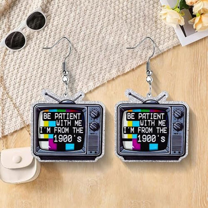 Christian Statement Earrings for Women, Acrylic Dangle Earrings, Lightweight Comfortable, Non Tarnish Hooks, Faith Jewelry, Religious Gift for Women - color: Be Patient With Me I'm From The 1900's