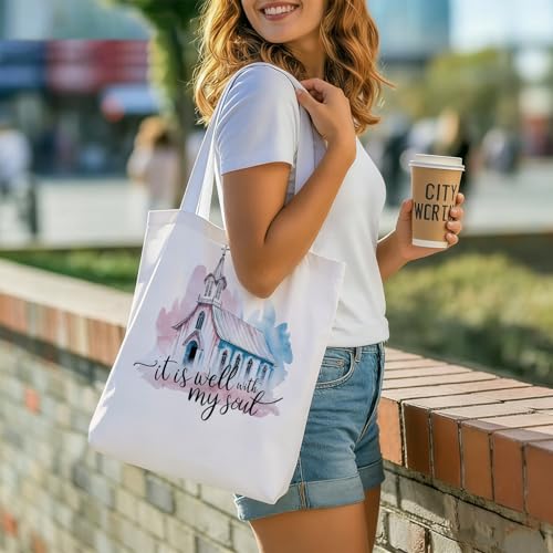 Bible Tote Bags Cute Christian Preppy Canvas Tote Bag Christian Gifts for Women Reusable Shopping Bags(Parent) - color: Bible-4
