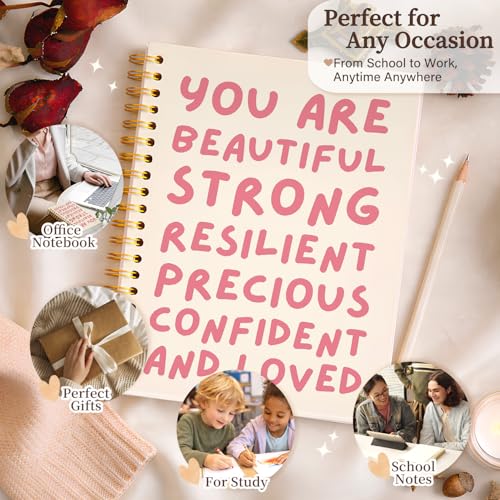 Enkvke Pink Inspirational Motivational Notebook Journal Women Girls - color: You are beautiful-A5