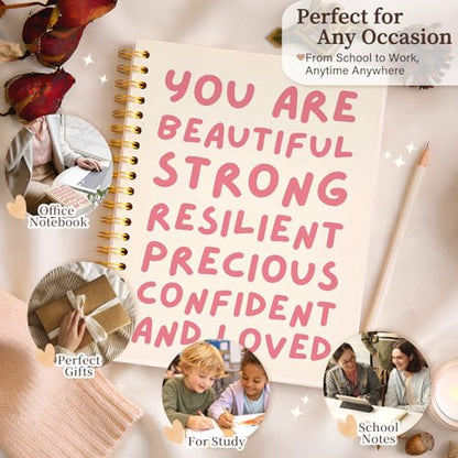 Enkvke Pink Inspirational Motivational Notebook Journal Women Girls - color: You are beautiful-A5