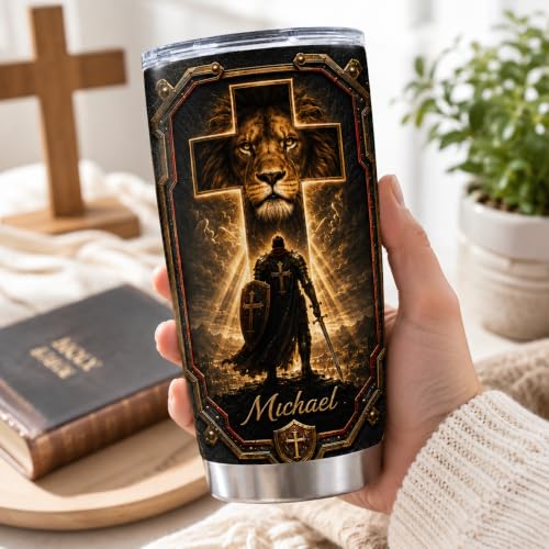 Personalized Christian Gifts For Men - Faith Bible Warrior Christ Tumbler V19 - Man Of Faith A Child Of God Religious For Dad, Husband, Grandpa on Fathers Day, Christmas, Birthday - color: CH-VAR-19