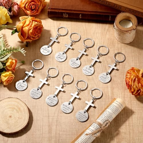 Huquary Cross Bible Verse Religious Keychain Bulk Christian Positive Inspirational Faith Gift for Guests Man Women