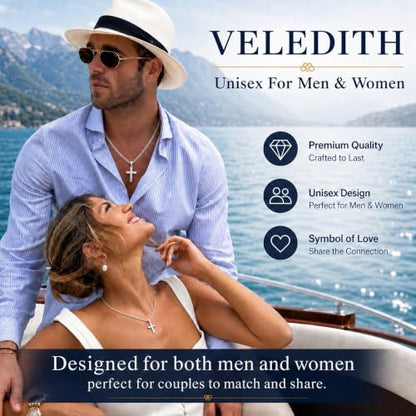 925 Sterling Silver Cross Necklaces for Mens Women CZ Beveled Edge - color: Beveled edge silver cross