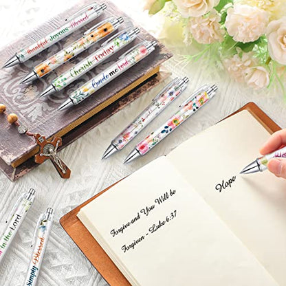 Tinlade 10 Pcs Christian Bible Verse Ballpoint Ink Pens,Flower - style: Flower