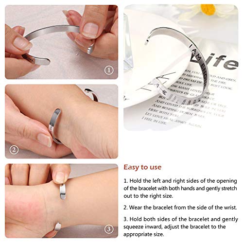 Fesciory Inspirational Bracelets for Women, Stainless Steel Cuff Bangle - color: Silver-31