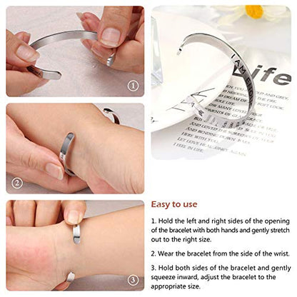 Fesciory Inspirational Bracelets for Women, Stainless Steel Cuff Bangle - color: Silver-31