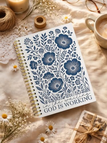 Bible Floral Journal Notebook,Christian Faith Gift for Women Girls - color: in the waiting god is working
