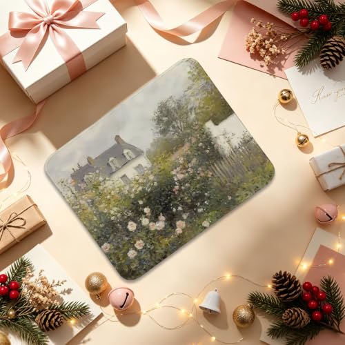 UTELKA Pink Green Flroal Mouse Pad, Rose Garden Wildflower Mousepad - color: Pink Rose Garden, size: 10.2L x 8.2W inches