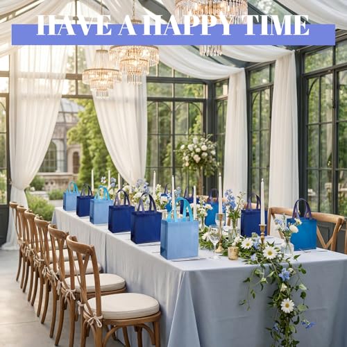 Sweetude 16 Pcs Blue Gift Bags, Reusable Non-woven Tote with Handles - color: Blue