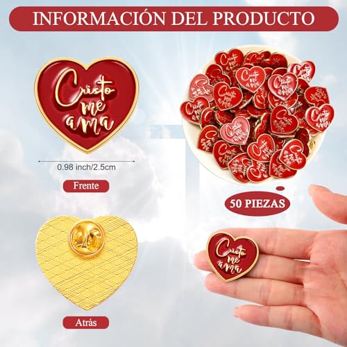 Tondiamo 50 Pcs Christian Jesus Loves You Pins Gifts - style: Spanish Style