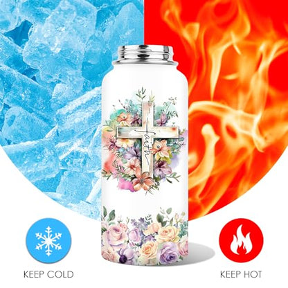 Christian Gifts for Women - Faith Bible Verse Gifts Baptism Tumbler - Inspirational Religious Birthday Presents for Women - Catholic Spiritual Christmas Presents Bottle for Girl Friends 32oz - color: Christian-White/Faith