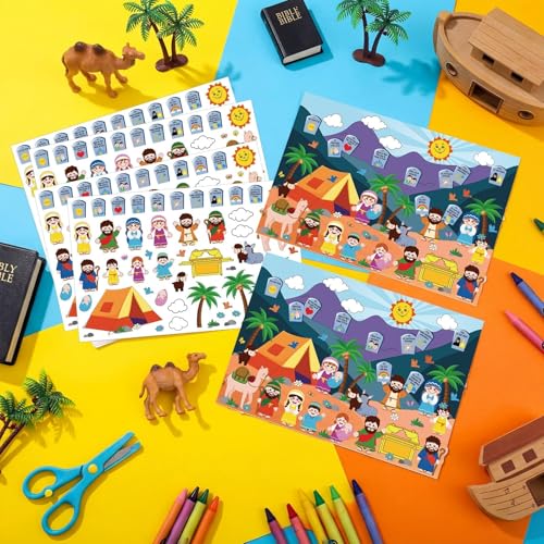 Sabary 24 Sets Ten Commandments Cards Stickers, DIY Religious Craft Kit - style: Ten Commandments