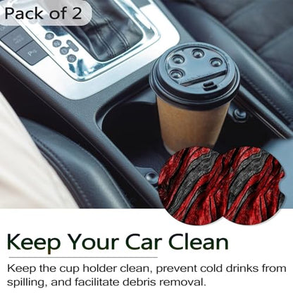3.5 Inch Car Coasters for Cup Holders - Red Wood Grain - color: Red Wood Grain, size: 3.5 inch