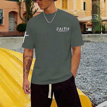 Christian Faith Cross Shirts for Men Jesus God Bible Verse Shirt Religious Inspirational Tshirts Graphic Cotton Tees - color: Deep Gray, size: X-Large