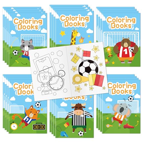 Bulk Soccer Coloring Books, 24Pcs Mini Drawing Booklet for Kids - style: Soccer